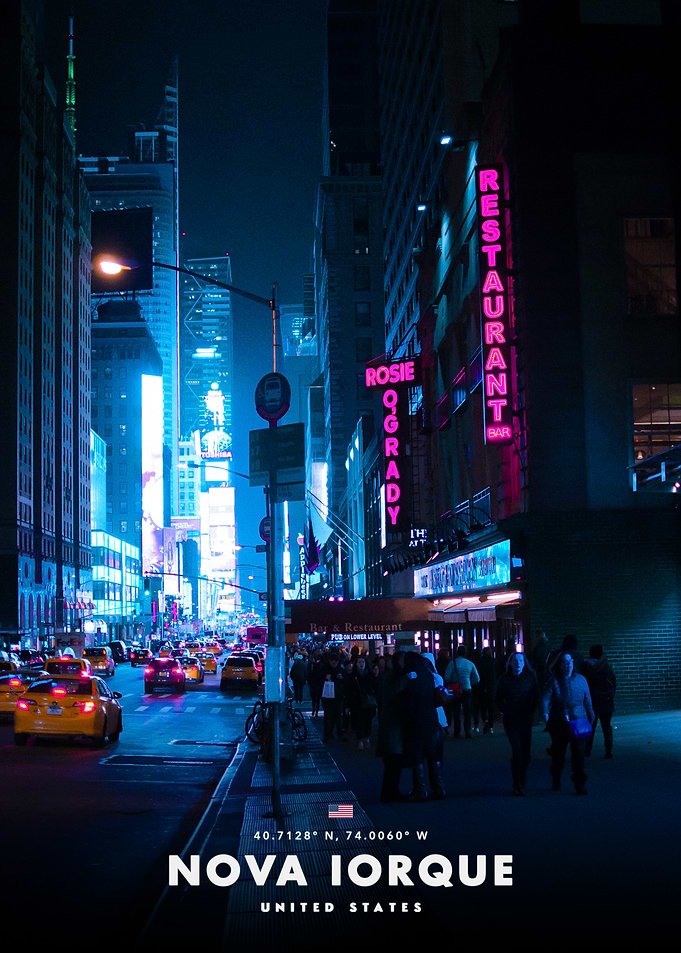 Nighttime Street Scene in New York