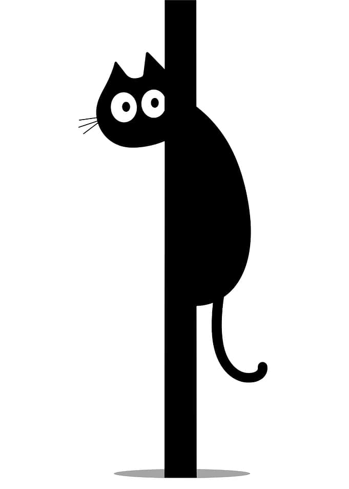 Peeking Black Cat Minimalist Illustration