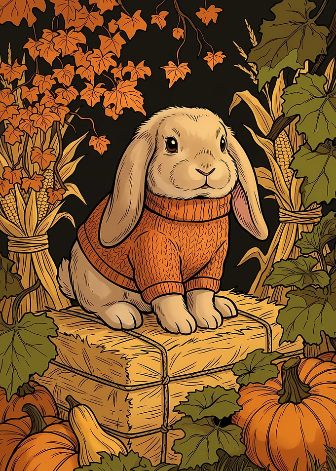 Autumn Bunny Harvest Fall Halloween