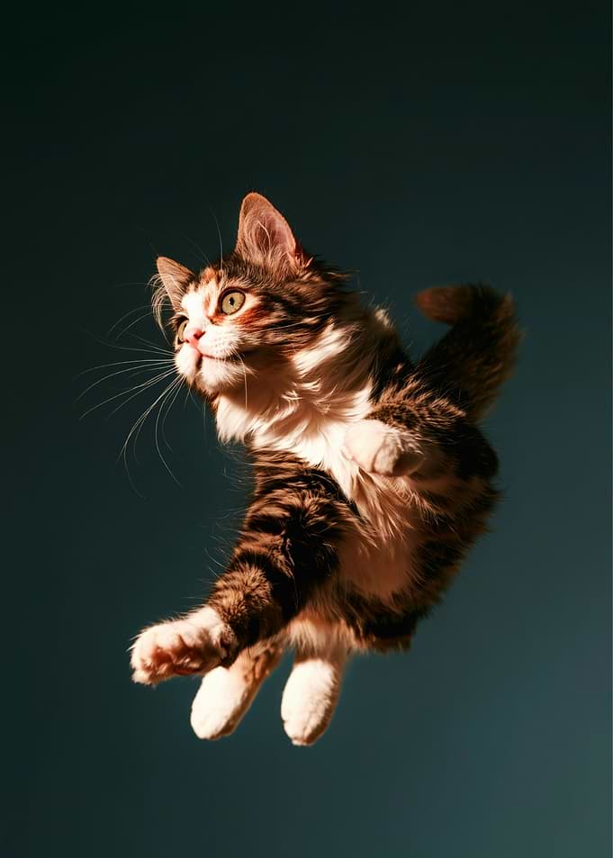 Dynamic Jumping Tabby Cat