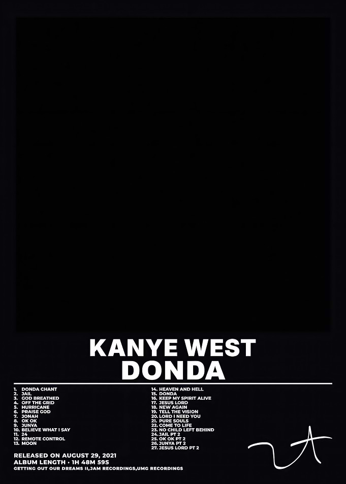 Kanye West Donda Album Tracklist Poster