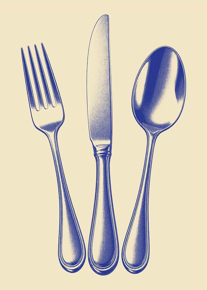 Cutlery Wall Art – Vintage Fork, Knife & Spoon Poster
