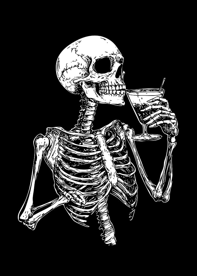 Skeleton Drinking a Cocktail