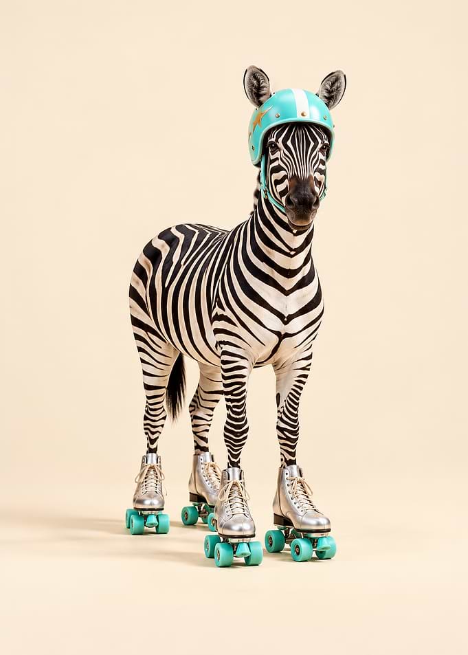Zebra on Roller Skates
