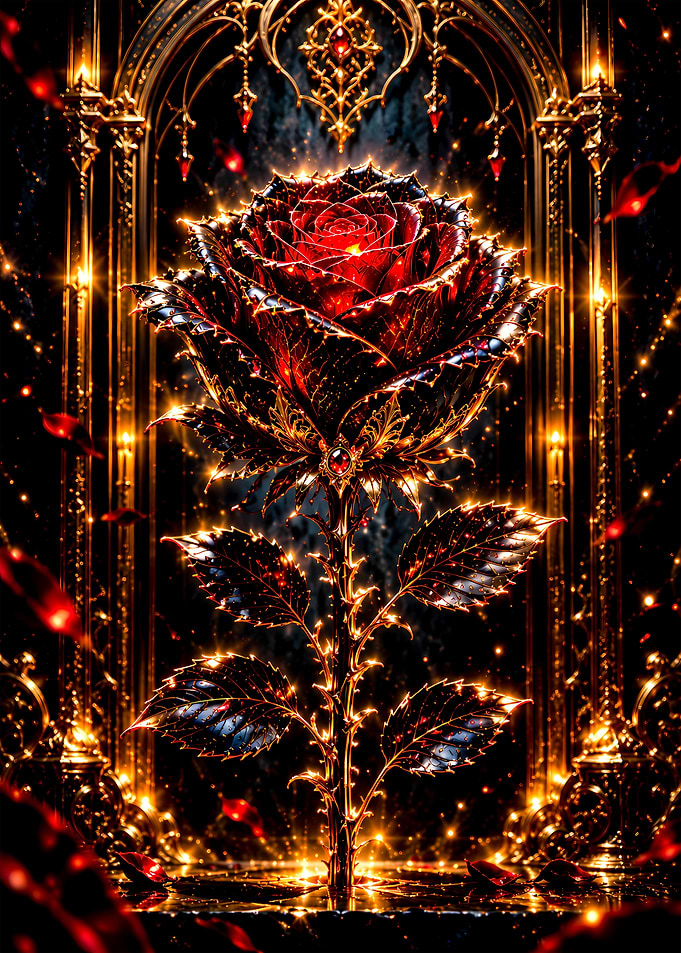 Gothic Enchanted Golden Rose