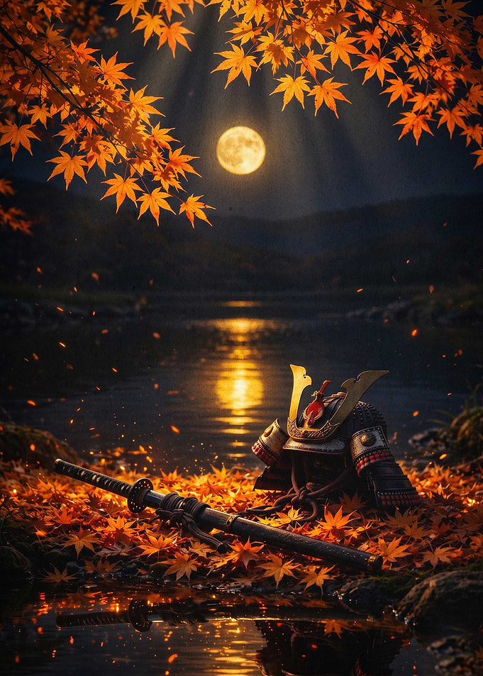 Samurai Armor Autumn Moon Art