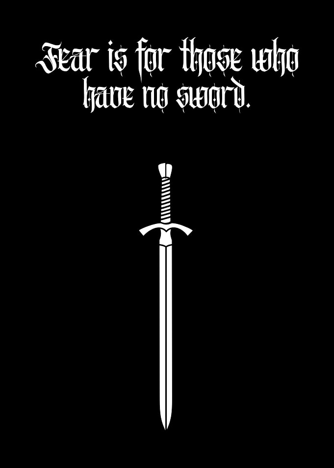 Viking warrior Sword Knight Sword Courage Quote Wall Art