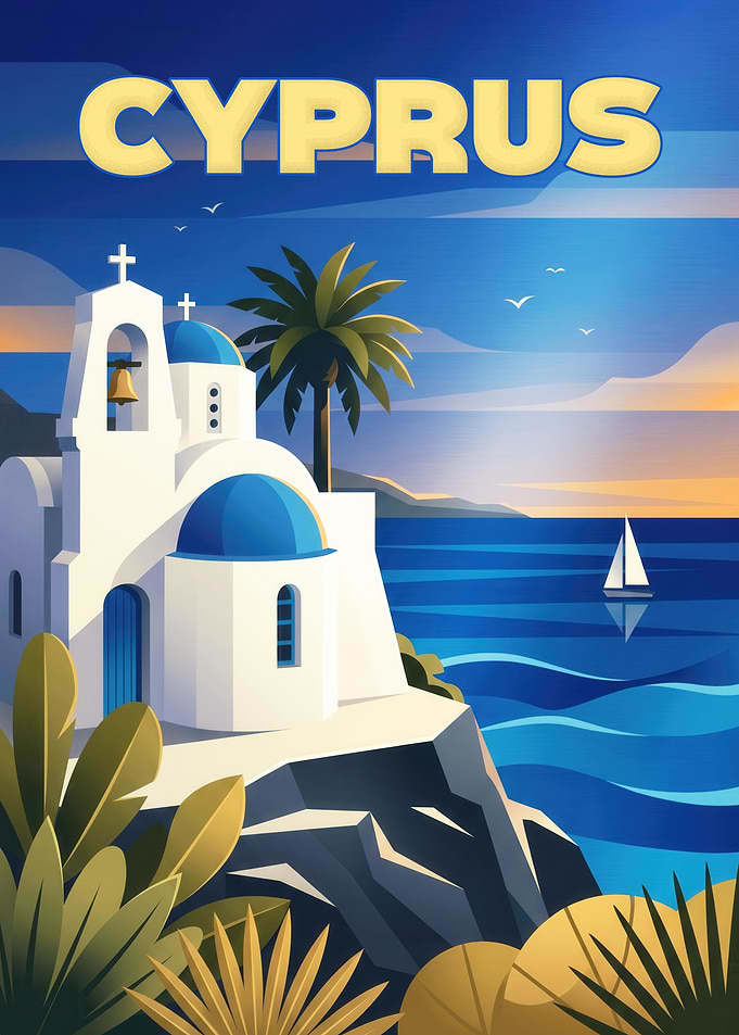 Cyprus Travel Poster Illustration