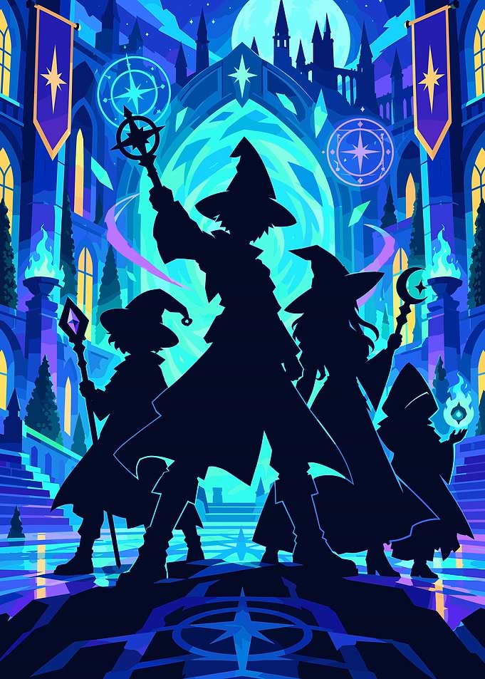 Magical Wizards Silhouette Fantasy Art