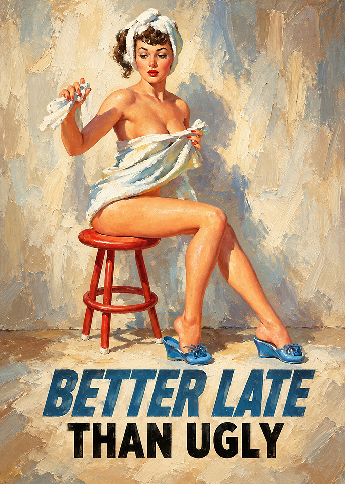 Better Late Than Ugly Pin-Up Poster