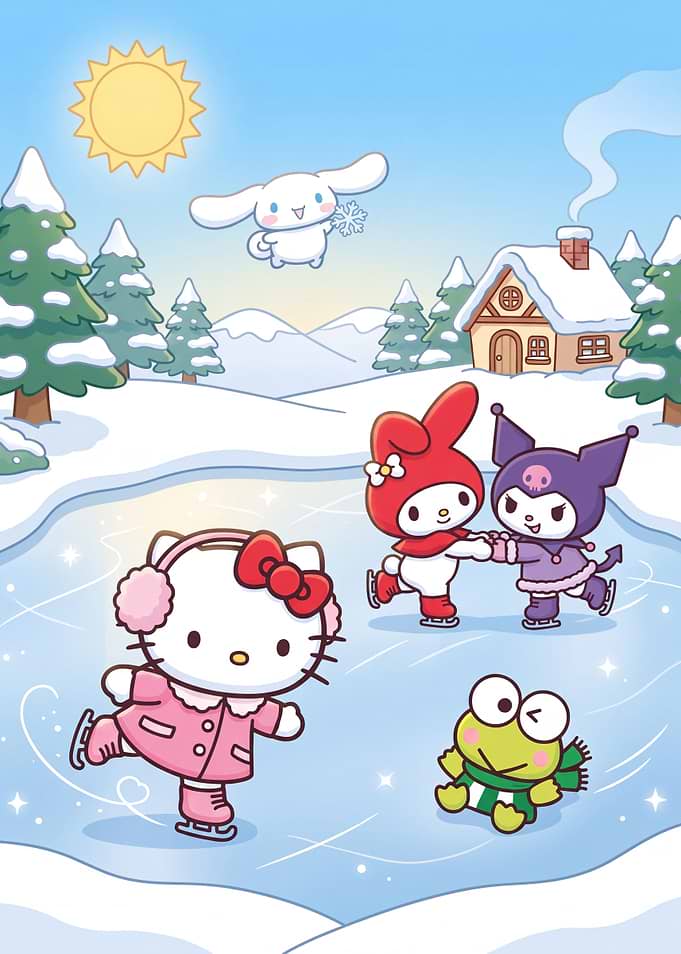 Sanrio Characters Ice Skating Winter Scene