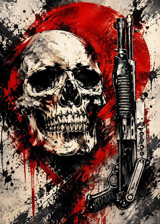 Skull and Shotgun Artistic Illustration