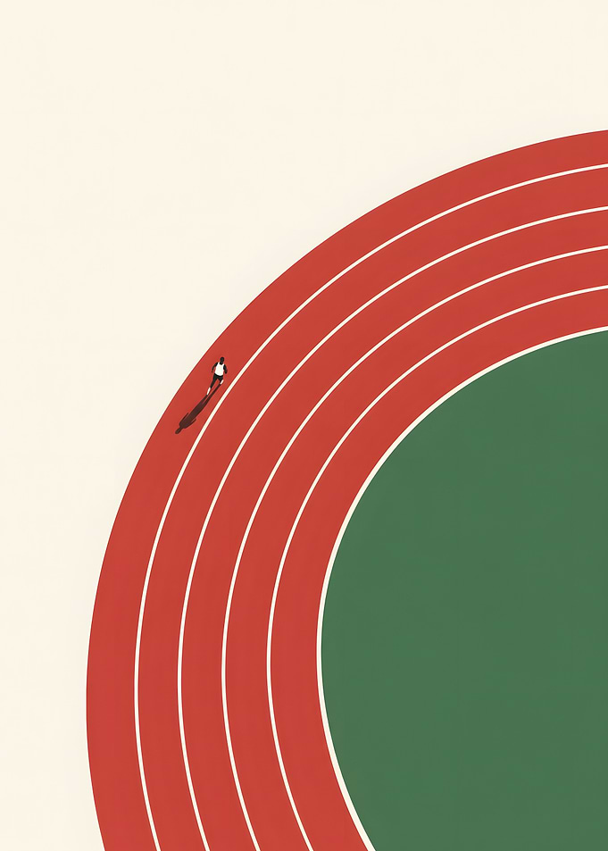 Running Track Curve Aerial Runner Minimal Print