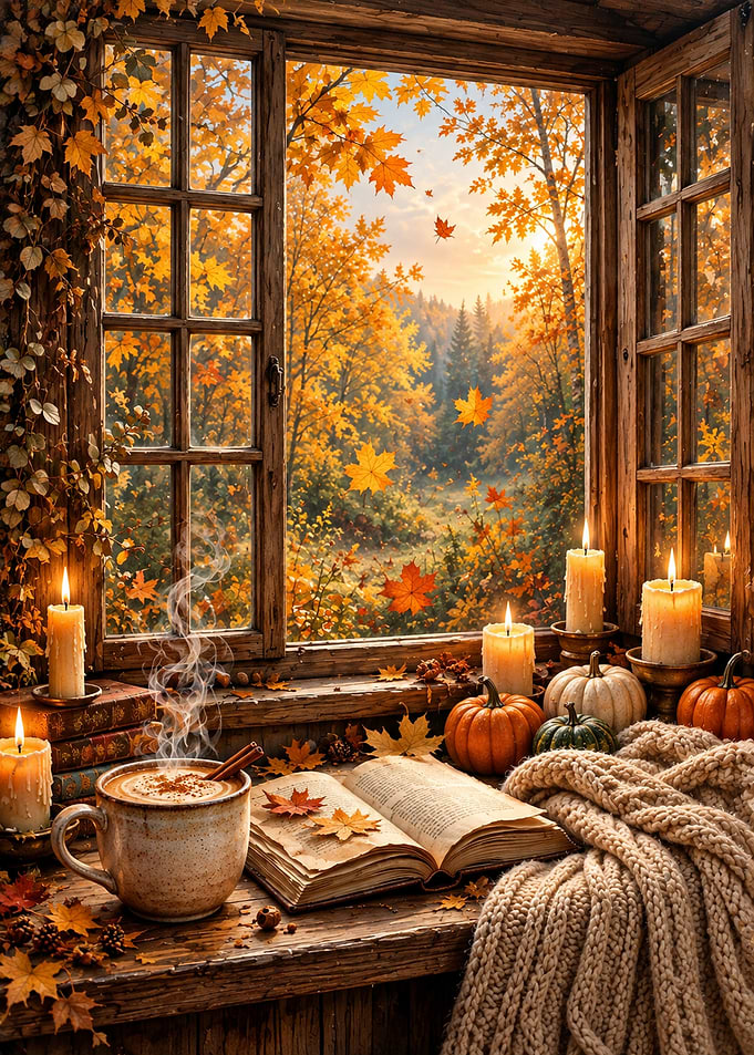 Cozy Autumn Window Scene