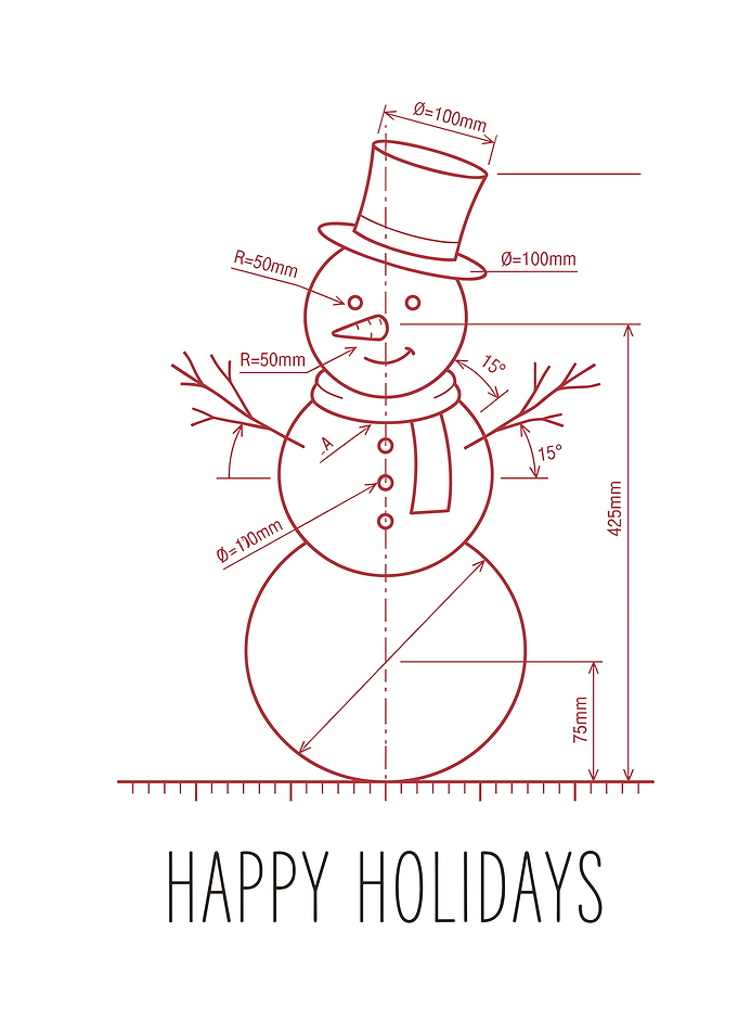 Snowman Blueprint Holiday Greeting