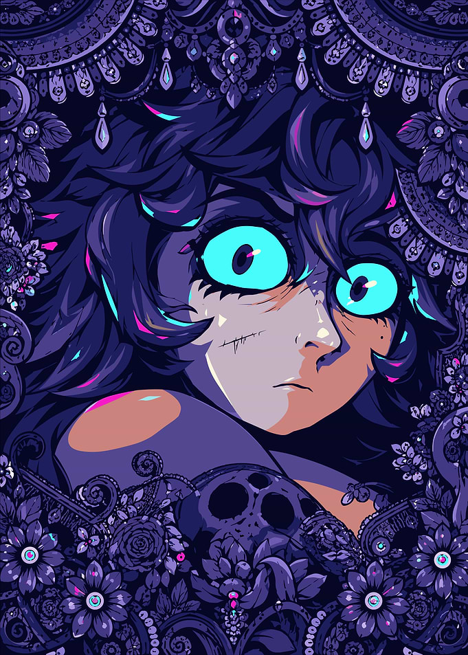 Gothic Portrait with Glowing Eyes