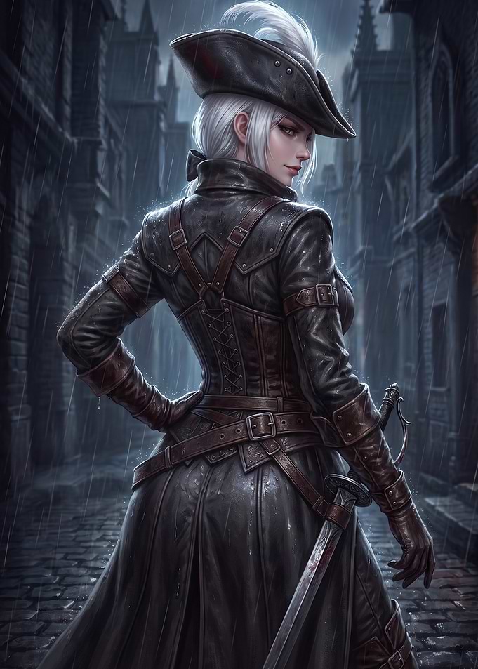 Lady Hunter in Rainy City