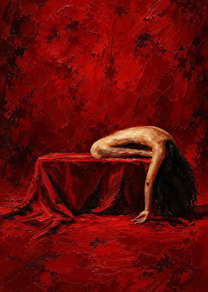 Oil Painting of Figure in Red