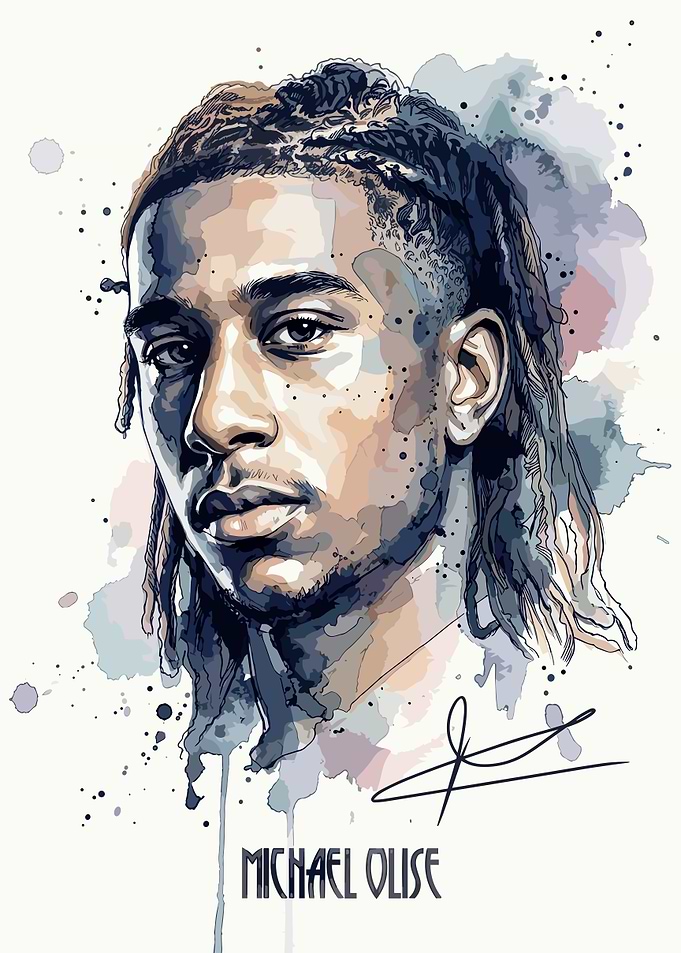 Michael Olise Watercolor Portrait