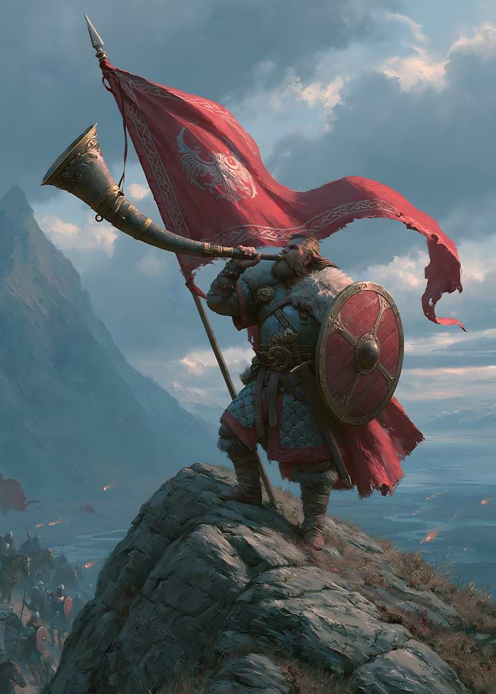Viking Warrior Horn Call - Mountain Battle Standard
