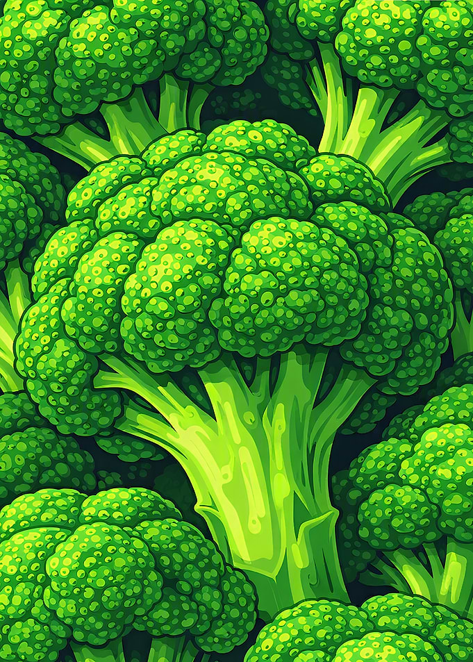 Vibrant Fresh Broccoli Florets Pattern