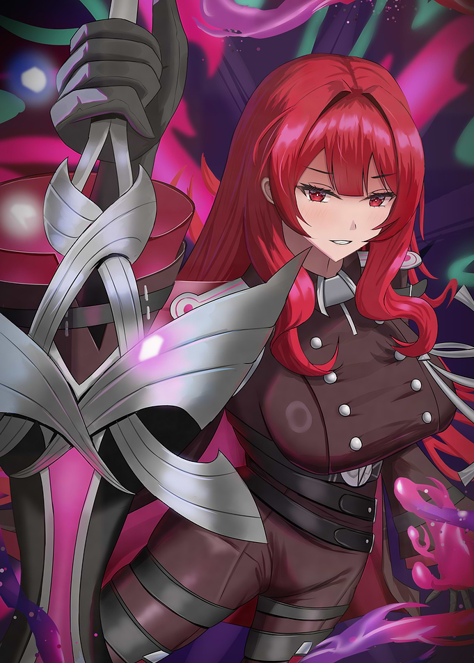 Red-Haired Anime Warrior with Sword