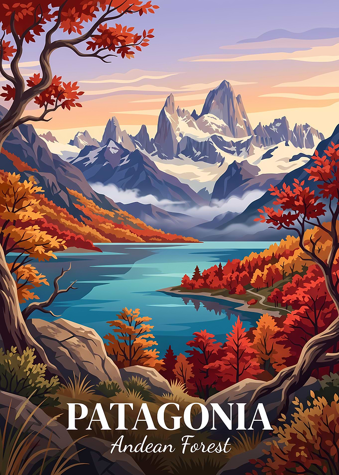 Patagonia Andean Forest Travel Poster