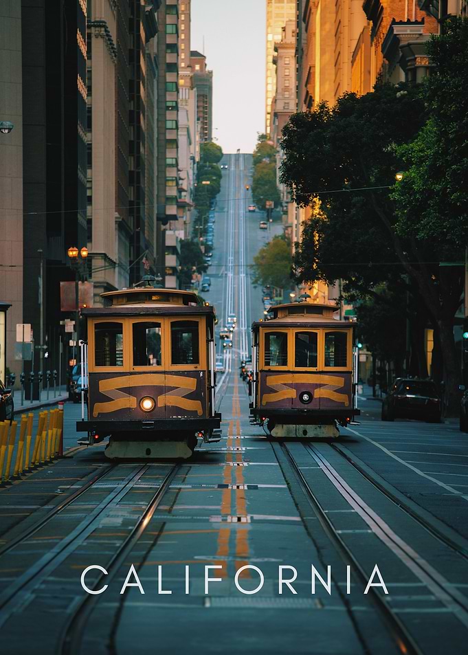 San Francisco Cable Cars on Hill