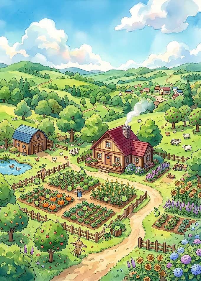 Charming Animated Countryside Farmstead
