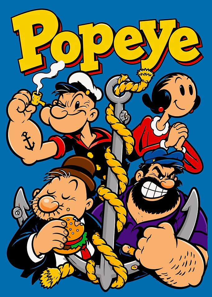 Popeye and Friends Cartoon Illustration