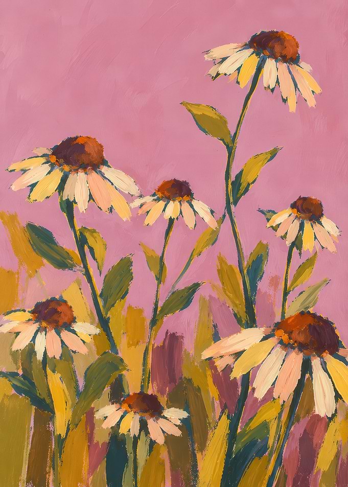 Impressionist Painting of Coneflowers