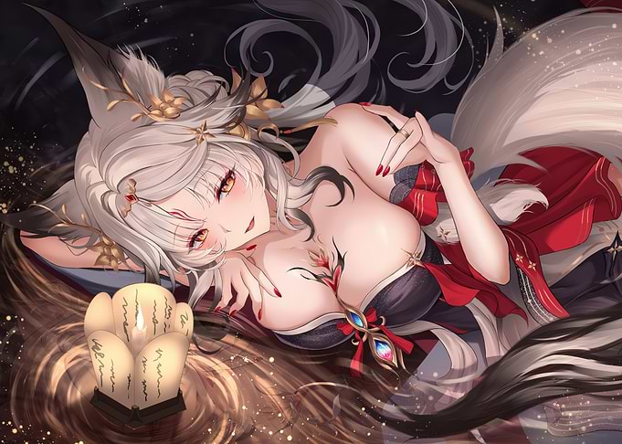 Anime Fox Girl with Candlelight