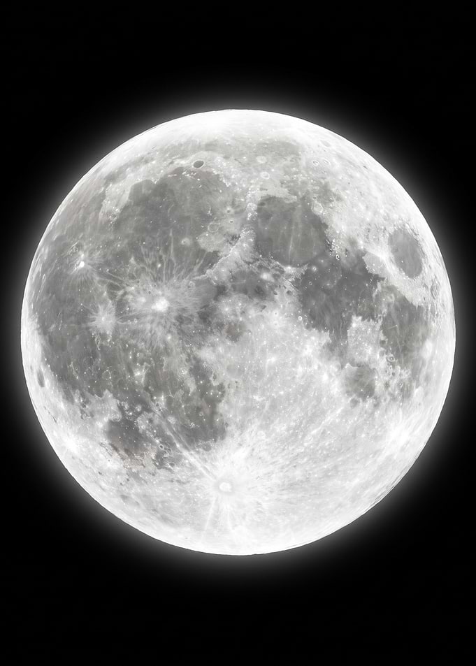 Full Moon Against Black Background