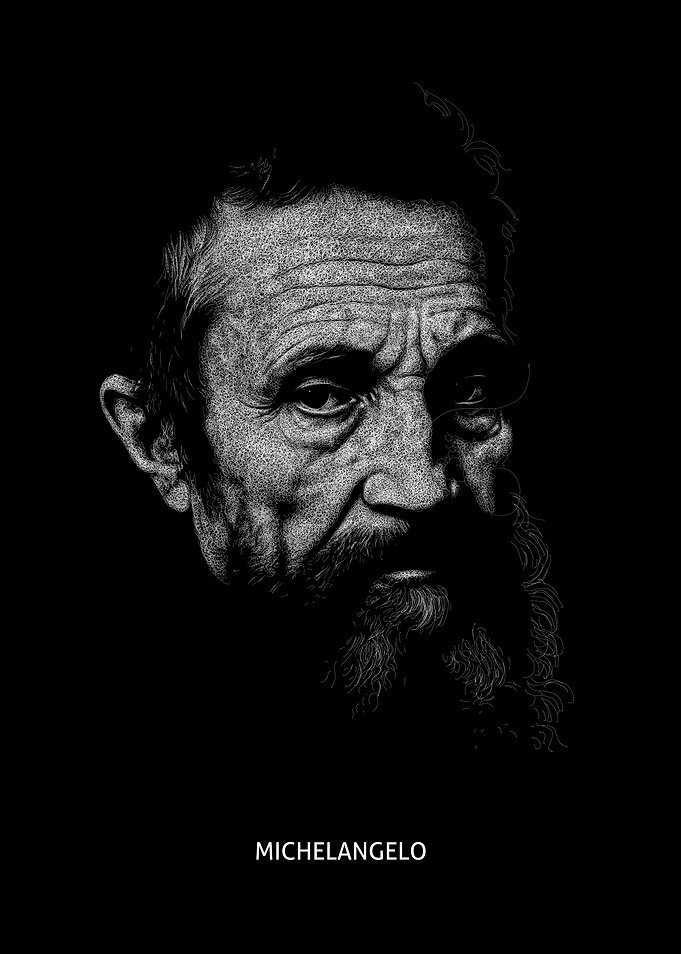 Michelangelo Portrait Scribble Art