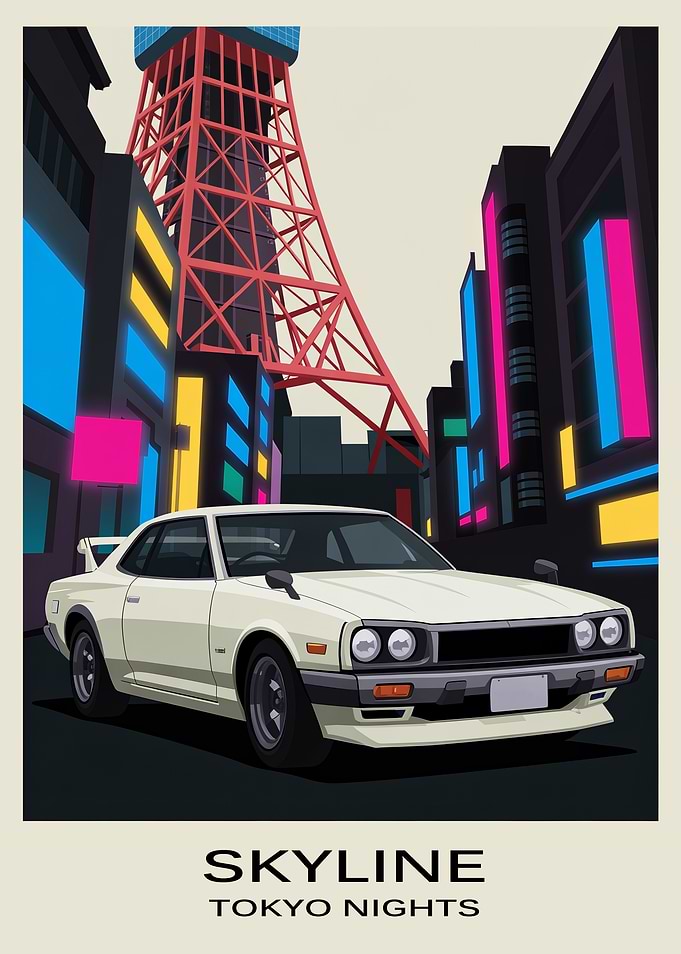 Nissan Skyline Tokyo Nights Poster