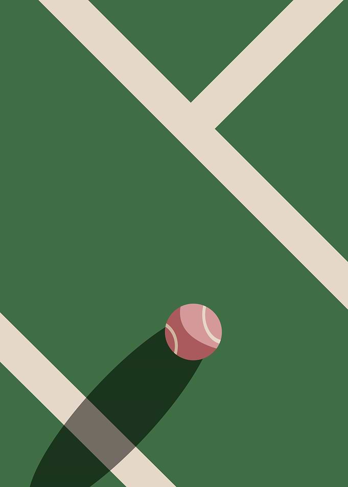 Minimalist Tennis Court and Ball