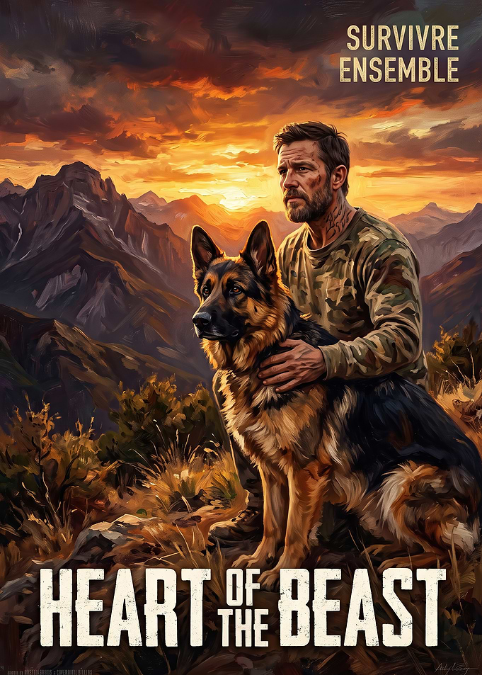 Man and German Shepherd Mountain Sunset