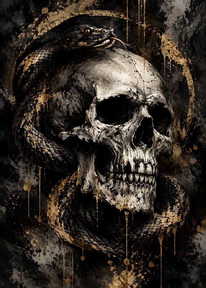 Skull and Serpent Dark Art