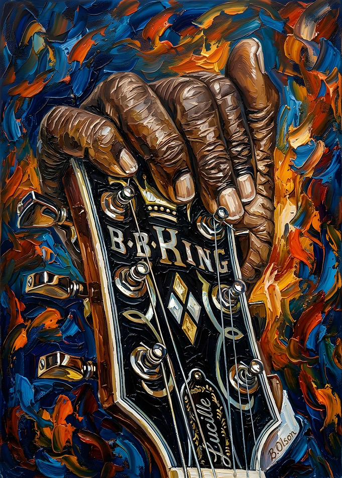 B.B. King Lucille Guitar Oil Painting