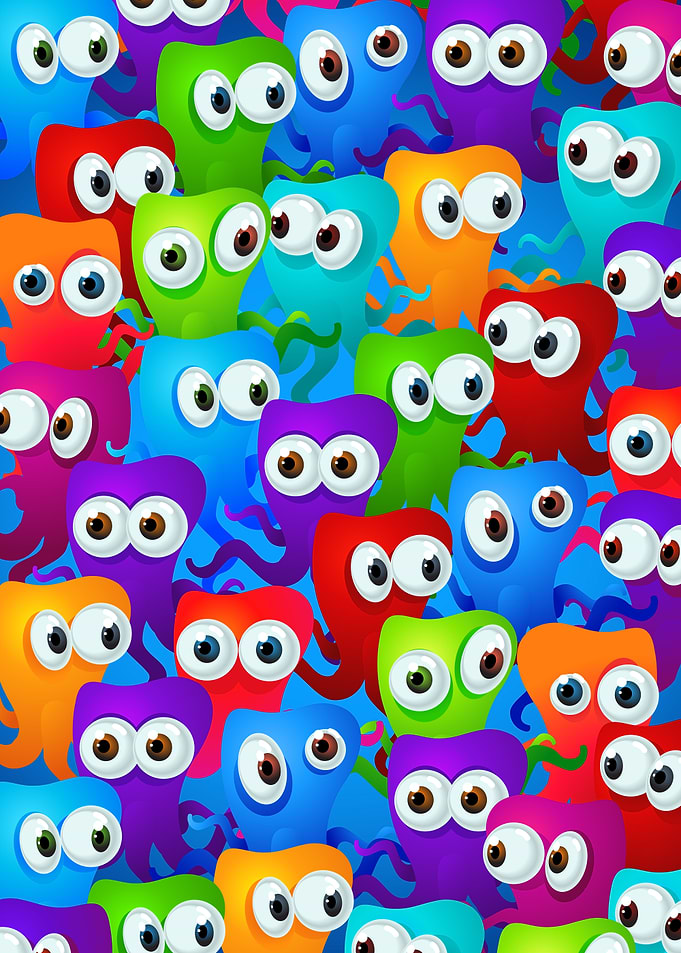 Colorful Cartoon Squids Pattern