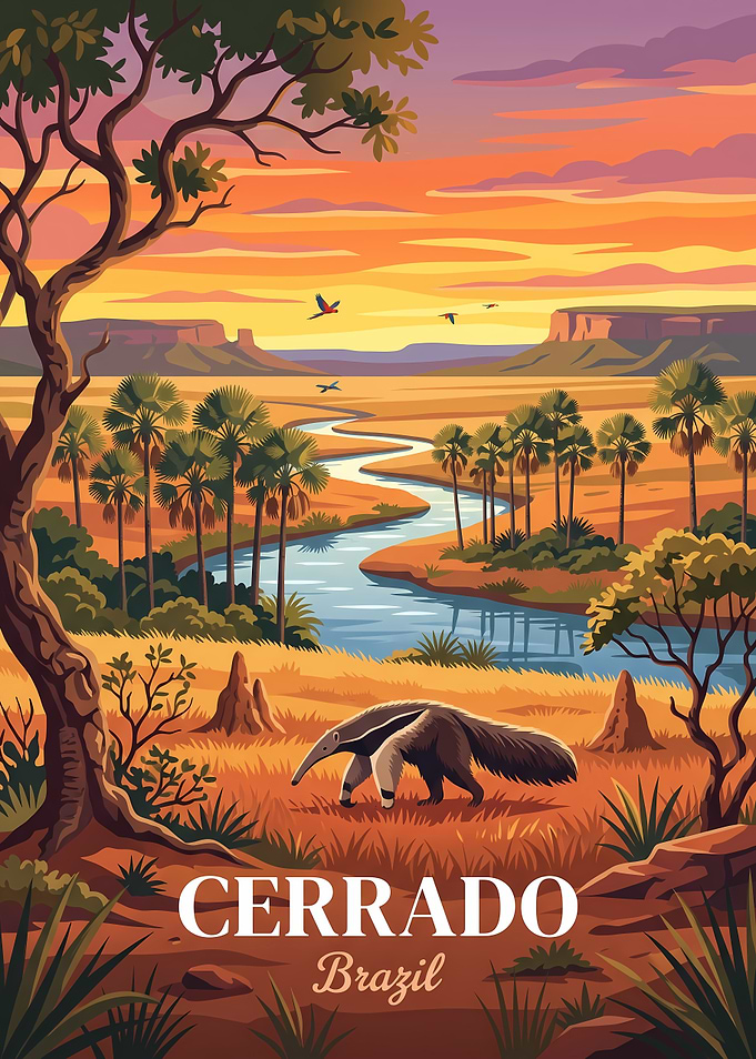 Cerrado Brazil Travel Poster