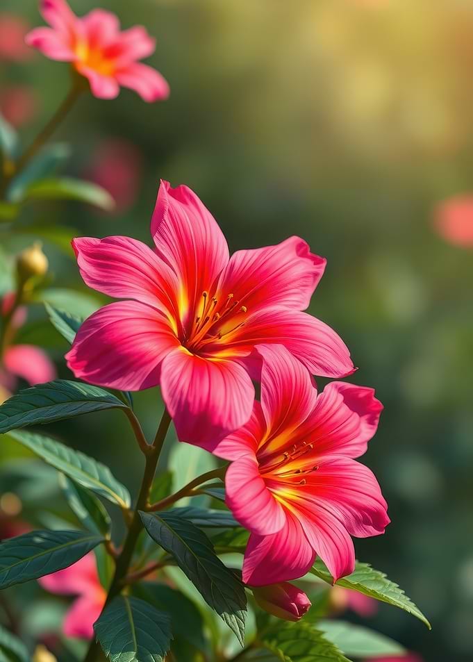 Vibrant Pink and Yellow Lily Flowers