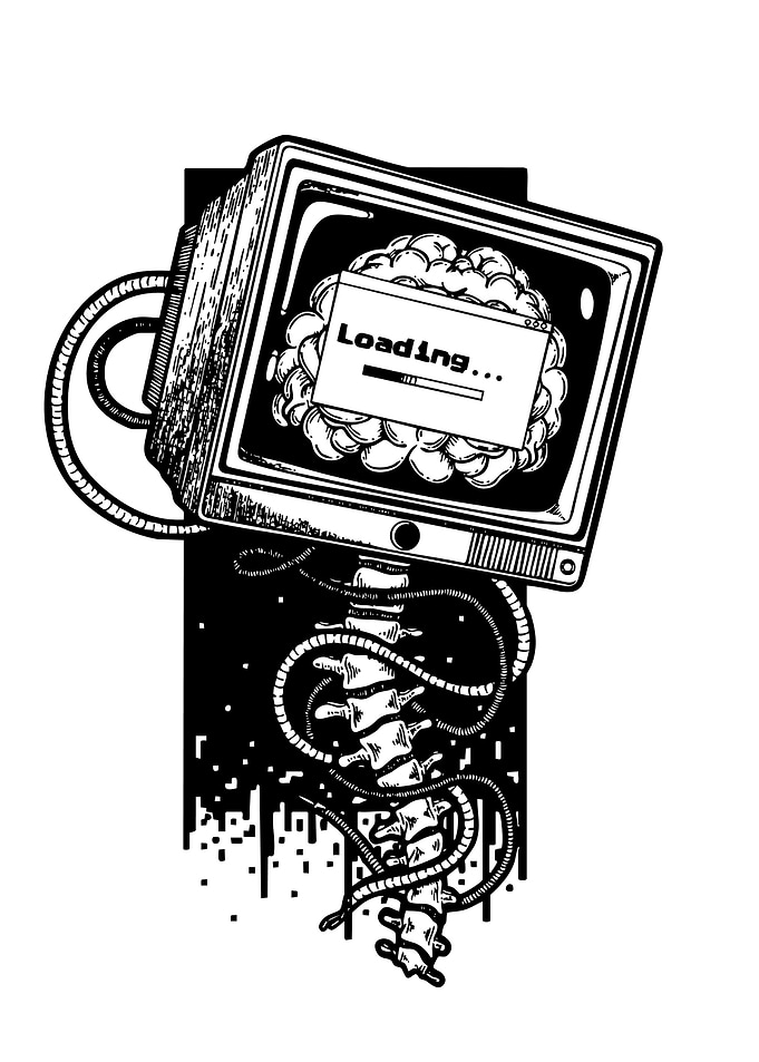 Cybernetic Brain Loading Screen Illustration