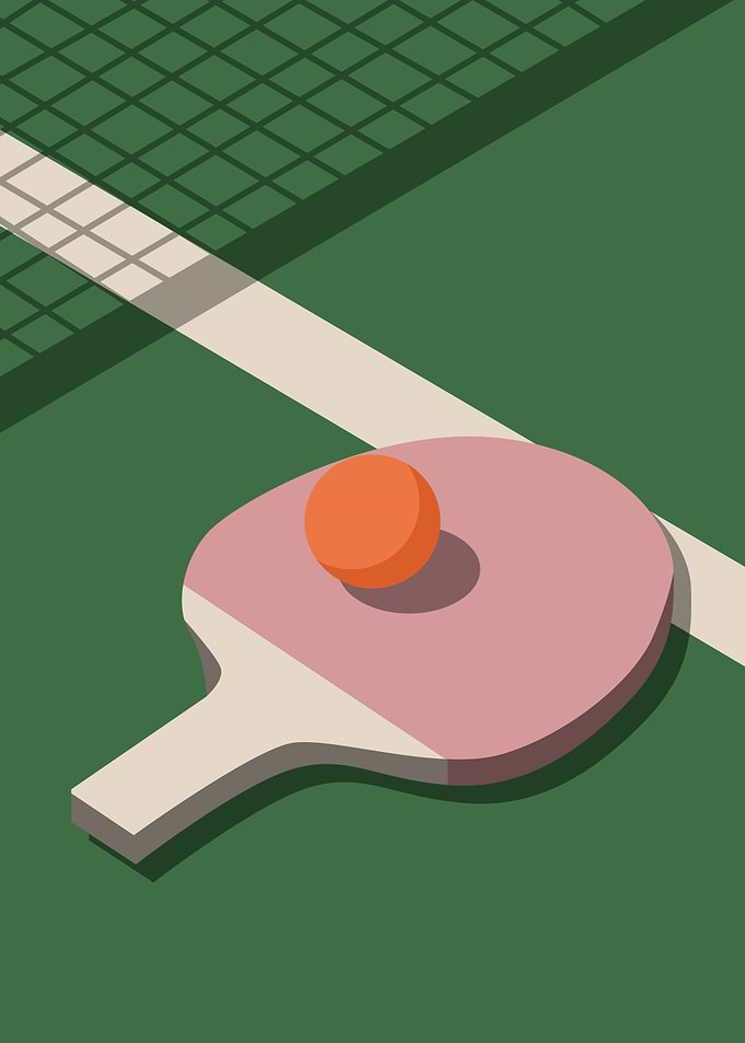 Minimalist Table Tennis Paddle and Ball