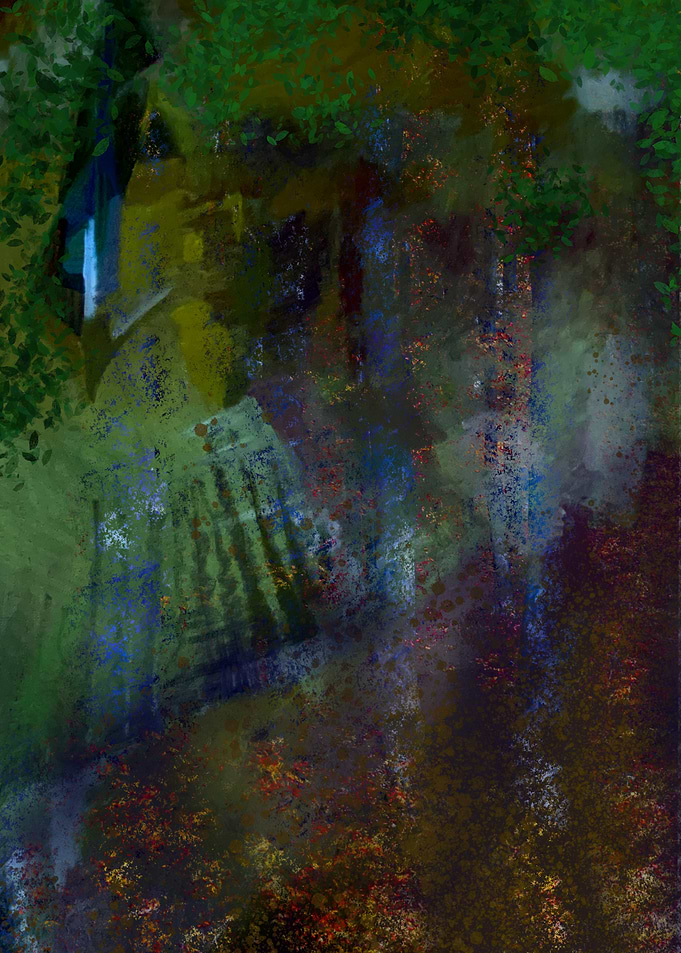 Abstract Impressionist Dusk in the Forest