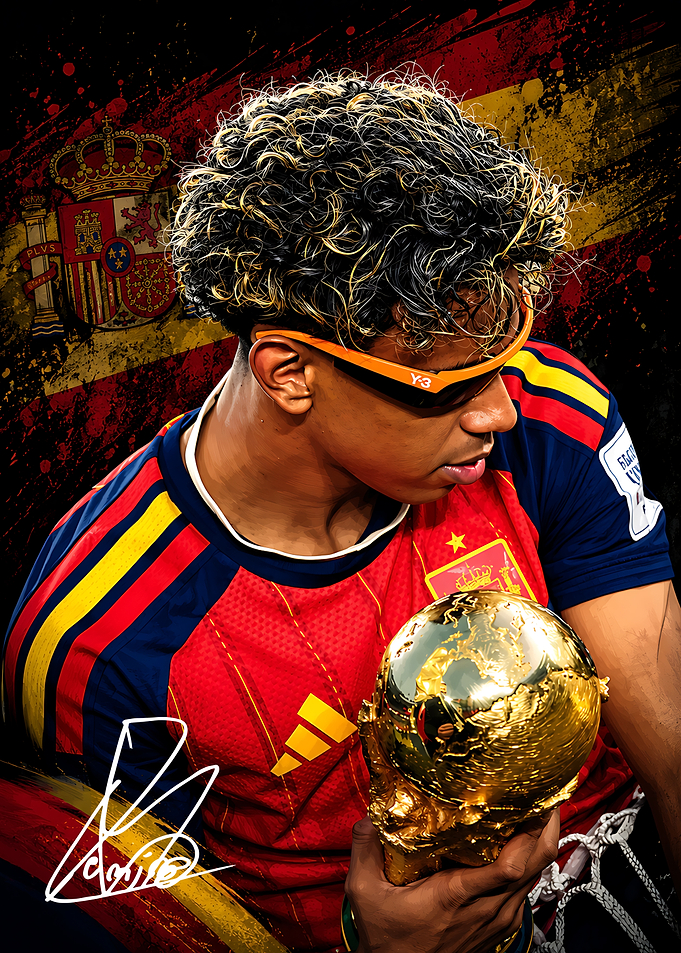 Lamine Yamal with World Cup Trophy