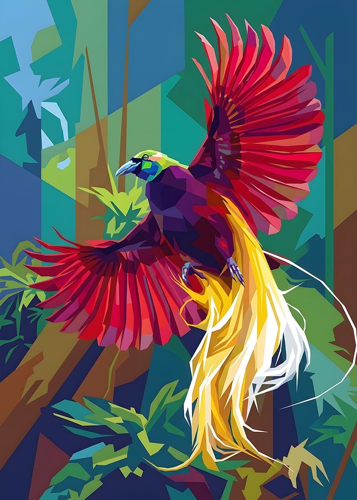 Vibrant Bird of Paradise Pop Art