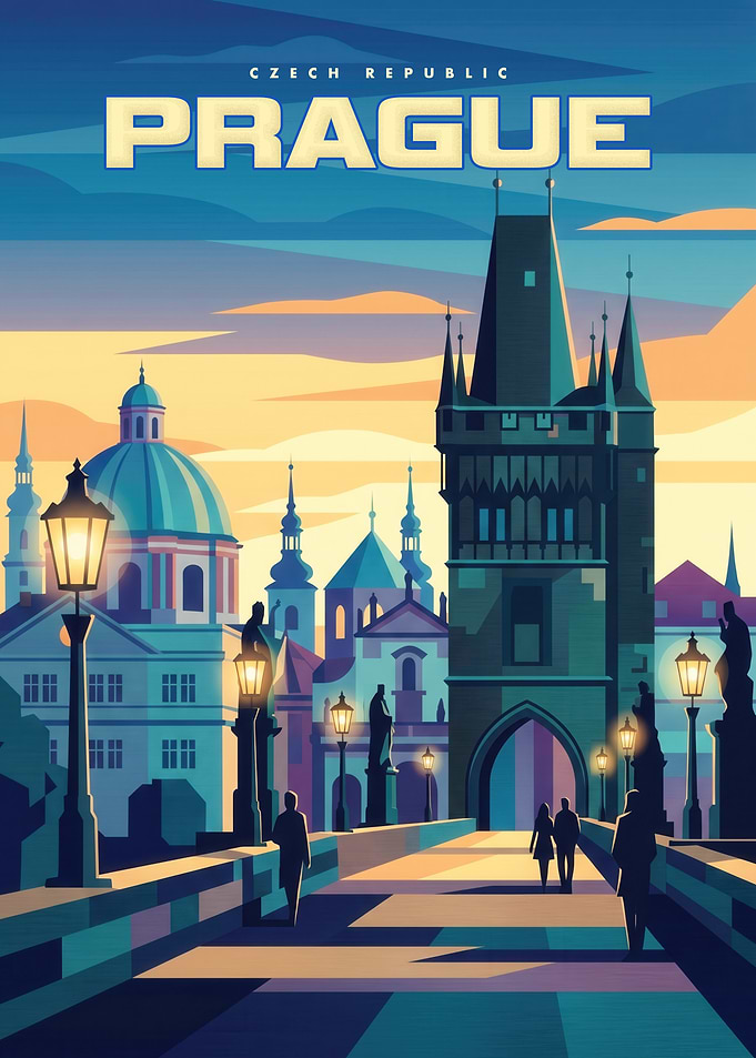 Prague Charles Bridge Travel Poster
