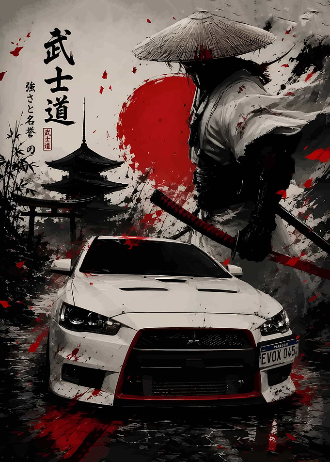 Mitsubishi Lancer Evolution Samurai Poster