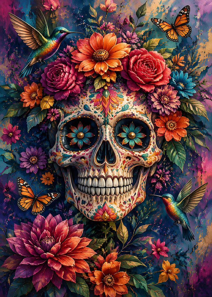 Day of the Dead Floral Skull